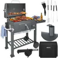 Kaminer Holzkohlegrill Gartengrill Holzkohlegrill, Spar-Set, mit Abdeckung, dickes Stahlblech und Schrauben der Härteklasse 8.8