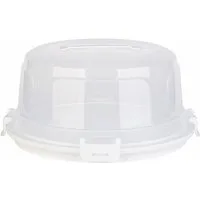 Engelland Kuchentransportbox mit Griff, Deckel und 4-fach Klick-Verschluss, rund, Kunststoff, (36,50 cm x H 17,50 cm, BPA-frei), spülmaschinengeeignet, lebensmittelecht, Stückeinteilungshilfe