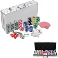 FIVMEN Spiel Pokerkoffer Pokerset mit 500 Chips Pokerspiel Aluminium Koffer, inkl. Pokerdecks, Würfel, Dealer Button, Poker, Pokerchips, Jetons