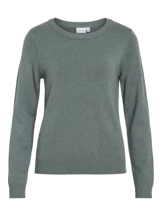 VILA - VIRIL O-NECK L/S KNIT TOP - NOOS Balsam Green - Gr. - M