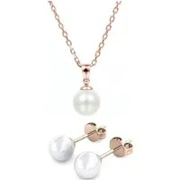 Ella Eisvogel Schmuckset Perlmutt Duo - Roségold & Perle, 18 Karat