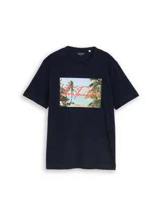 Tom Tailor - T-Shirt mit Fotoprint sky captain blue - Gr. - M