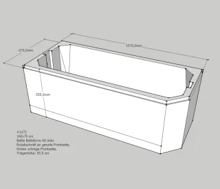 Neuesbad Wannenträger für Bette Profi-Form 160x70 Kopfende li SW10050