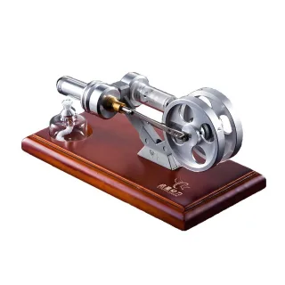 StarPower QX-SL-01 Hot Air Stirling Engine Model with Wooden / Metal Base DIY Generator Physics Experiment Science Educa