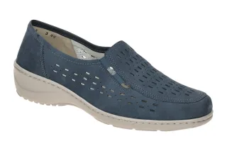 Waldl?ufer 607503 KYA Damen Slipper blau Jeans Echtleder bequem Keilabsatz