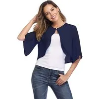 Zaewry Bolero Damen-Bolero aus Chiffon,3/4-Arm,Chiffon Coverup,Fließend,zart,luftig Geeignet für elegante Dinner-Anlässe