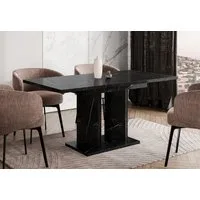 Home Collective Esstisch ausziehbar Tisch Küchentisch Esszimmertisch Ausziehtisch (Esszimmer Küche Wohnzimmer Esstisch erweiterbar), Doppel-Säulengestell 120-160x80 cm Schwarz Marmor-Optik