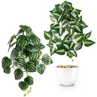Kunstpflanze Künstliche Hängepflanzen im bruchfesten Topf, Hängepflanze künstlich Efeu, Monstera, Philodendron, Calathea, Pfeilblatt, Mosaik- & Zebrapflanze, PASCH, Bruchfester weißer Kunststofftopf