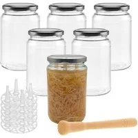 mikken Fermentationsglas Fermentier Set 6 Fermentiergläser 850 ml mit Fermentier Gitter, (6er Set, Start-Set zum Fermentieren mit 6 Gläsern), Made in EU