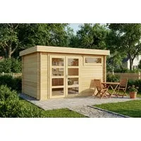 Alpholz Gartenhaus Holz Leandro, BxT: 394x268 cm, in Naturbelassen Inkl. Fußboden mit 28mm Wandstärke