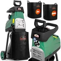Gardebruk Häcksler, Elektrischer Leisehäcksler 3100 W max. 44 mm Aststärke 2x 60 L Beutel