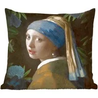 MuchoWow Dekokissen Das Mädchen mit dem Perlenohrring - Vermeer - Kunst, Zierkissen mit Füllung für Wohnzimmer, Sofakissen, 40x40 cm