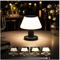 PRIISF LED Solarleuchte LED Solar Tischlampe Mobile Akku Tischleuchte Außen Schreibtischlampe, Dimmbare, Solartischlampen mit Lichtsensor, Wasserdicht IP54, Aussen Lampe Akku USB, Neutralweiß, Warmweiß, 2in1 USB und Solar Aufladbar Kabellose Lampe Ga