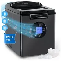 Klarstein Eiswürfelmaschine Icemeister 2G Eiswürfelmaschine 12 kg/24h LCD Edelstahl 3 Größen, Eiswürfelbereiter Ice Cube Maker Ice Maker mit Wassertank & Auto-Stop