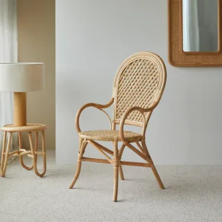 Sessel aus Rattan Lehnstuhl Stuhl mit Armlehnen Naturrattan
