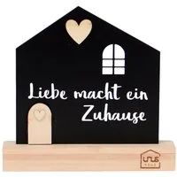 UNUS HOME Dekofigur Deko Aufsteller Haus Liebe macht ein Zuhause (16,5 cm hoch), Deko, Wohndekoration, Aufsteller, Schriftzug