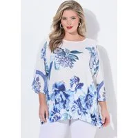 MIAMODA Druckbluse Blusenshirt Allovermuster mit Glitzersteinchen