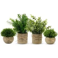 Kunstpflanze Künstliche Pflanzen,Dekopflanzen,Künstliche Eukalyptus Pflanze,4 Stück künstliche pflanzen set, Kunstpflanze mit Töpfen Dekopflanzen, Künstliche Eukalyptus Pflanzen im Topf, mit rustikalem Juteseil, Umweltfreundliches Material, Langlebig