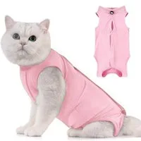 Ledander Tiermantel Katzen-Bodysuit für OP-Genesung & Kastration, Atmungsaktive Modal-Kleidung für Wunden, Hautschutz & Absetzen