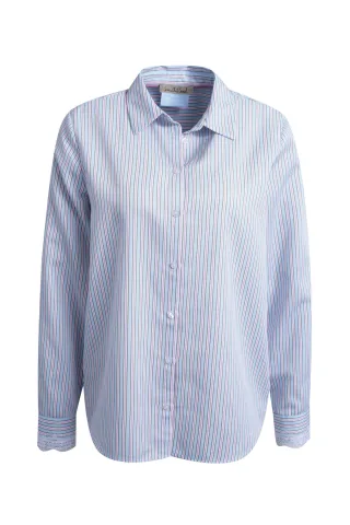 Smith&Soul - Stripe Blouse Lace Cuff sky print - Gr. - XL