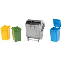 Bruder® Spielwelt Mülltonnen Set 23 cm 3 kleine, 1 große Tonne (02607), Made in Europe