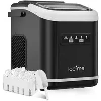 loefme Eiswürfelmaschine Tragbarer, 12kg/24h, 9 Würfel in 6 Min, mit Selbstreinigung, 2 Eisgrößen, Leiser Eiswürfelbereiter mit Tragegriff, 1,4L Tank