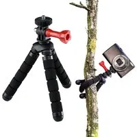 Hama Flex Flexibles Mini-Stativ 14cm Tripod Schwarz Kamerastativ (Beine mit 360°-Biegung Kamera 1/4" Anschluss und für GoPro ActionCam)