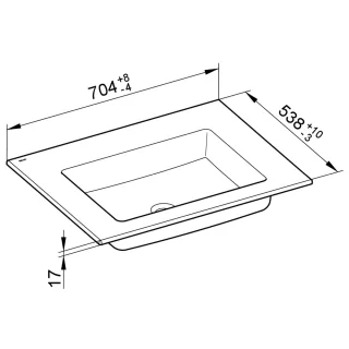 Keuco Keramik-Waschtisch Royal 60 32140, B: 705, H: 17, T: 538 mm 32140310700
