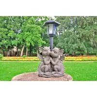 Figuren Shop GmbH Gartenfigur Drachen Gartenfigur mit Solar Lampe - Loving Dragons - Fantasy Garten