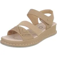 Ital-Design Damen Sandale mit Fersenriemen und Komfortsohle Riemchensandalette (91849622) Keilabsatz/Wedge Keilsandaletten in Hellbraun