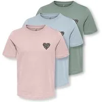 KIDS ONLY T-Shirt KOGREXI HEART REG. SS TOP 3-PACK JRS (Packung, 3-tlg)