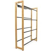 holz4home® Kastenständer Getränkekistenregal aus Bambus I Kistenregal Metallstreben Schwarz, inkl. Metallablage