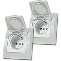 ChiliTec Unterputz-Steckdose 2x DELPHI Steckdose IP44 mi Deckel 250V/16A UP wei