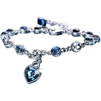 Eyecatcher Armkette Herzglanz – Edelstahl-Armband mit blauen und weißen Strasssteinen (kein Set, kein Set)