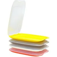 Engelland Frischhaltedose Aufschnittdosen, Aufschnittbox, PP-Kunststoff, BPA-frei, (Vorteils-Set, 4-tlg., mit transparentem Deckel), stapelbar, platzsparend, Ordnung im Kühlschrank, Organizer, Stapelbox