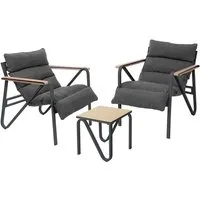 ML-DESIGN Gartenlounge-Set Gartenmöbel Set 3 tlg wetterfest, Terrassenmöbel mit 2 Stühlen & Tisch, Balkonmöbel mit Stahlgestell Sitzgruppe für Garten Terrasse Balkon