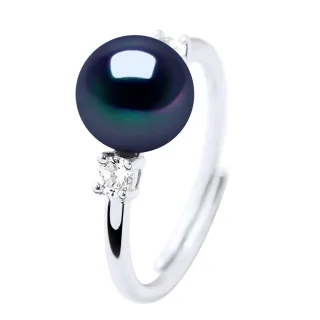 Ringschmuck - Echte Süßwasser-Zuchtperle, rund 7-8 mm