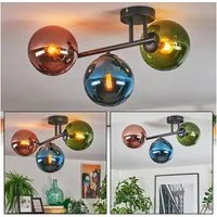 hofstein Deckenleuchte Deckenlampe aus Metall/Glas in Schwarz/Blau/Grün/Kupferfarben, ohne Leuchtmittel, Deckenleuchte im modernen Vintage-Design (Schirme Ø 15 cm), 3 x E14