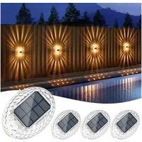 Quntis LED Solarleuchte 4 Stück Aussen Bodenbeleuchtung outdoor IP65 solarleuchten für außen, Warmweiß, Tageslichtweiß, Warmweiß/Kaltweiß/Blau Gartenleuchte für Garten, Terrasse,Weg