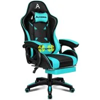 ALFORDSON Gaming-Stuhl mit Massage, verstellbar, PU-Leder, Grün und Schwarz