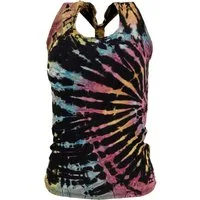 Guru-Shop T-Shirt Batik Hippie Top, Unikat Tank Top - schwarz Festival, Ethno Style, Hippie, alternative Bekleidung