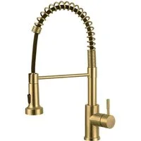 LuxusKollektion Küchenarmatur Wasserhahn Küche Ausziehbar Brause Edelstahl304 360 Gebürstetes Gold