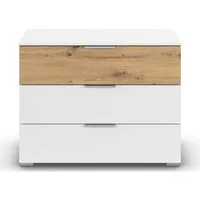OTTO home Schubkastenkommode Kommode Sideboard Schubladenkommode Schlafzimmerkommode ASTANA (Breite 80 cm / Höhe 61 cm), mit 3 geräumigen Schubladen, Kantengriff in Alufarben MADE IN GERMANY