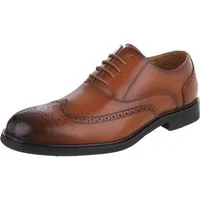 Coolwalk Herrenschnürschuh Derby mit Lochverzierung, elegant Schnürschuh (91977256) Blockabsatz Business-Schuhe in Camel