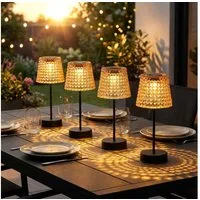 GLOBO LIGHTING LED Solarleuchte, LED-Leuchtmittel fest verbaut, Warmweiß, Außenlampe Solarlampe Tischleuchte LED Gartendeko Kristallleuchte 4x