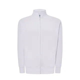 JHK - Sweatshirt Durchgehender Reißverschluss für Herren/Damen Unisex (Weiß)