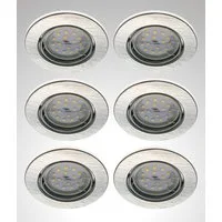 TRANGO LED Einbauleuchte, 6er Set 6729-069MO LED Einbaustrahler in ALU gebürstet schwenkbar inkl. 6x 5 Watt 3000K warmweiß Ultra Flach LED Modul, Einbauspots, Deckenlampe, Badleuchte, Deckenleuchte, Spots