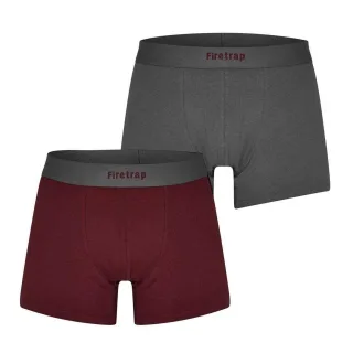 Firetrap - Boxershorts für Herren (2er-Pack) (Grau/Weinrot)