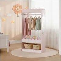 en.casa Kleiderständer, für Kinder »Vestnes« mit Spiegel 120x63x38 cm Cotton Candy