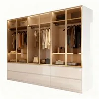 Palms-Store Kleiderschrank Luxemburg 6-Türig Glastüren mit goldfarbenen Glasrahmen (Spar-Set) Breite: 300 cm, Tiefe: 62 cm, Höhe: 218 cm, inkl. Zubehör